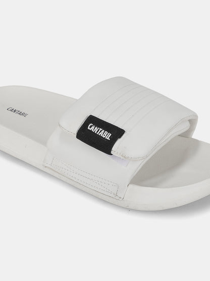 Men's White Colourblock Sliders