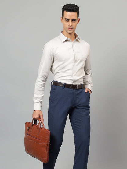 Formal Shirt for Men l Breathable & Soft with Color Fastness Regular Fit Spread Collar Neck Cotton Fabric Self Design Pattern