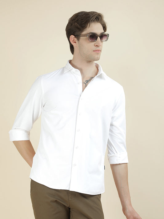 Casual Shirt for Men l Breathable & Soft with Color Fastness Slim Fit Polyester Fabric Self Design Pattern