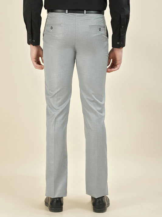 Formal Trouser for Men | Breathable & Soft with Color Fastness Regular Fit Cotton Blend Fabric Textured Pattern Hook & Bar Closure