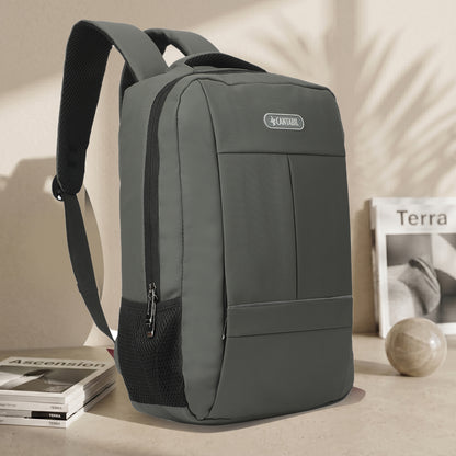 Cantabil 15 Litre Laptop Backpack Upto 18 inchs Laptop for School, Office, College & Travel Bag for Men and Women (Grey) | 2 Compartments, Side Pocket, Padded Shoulder Strap, Smooth-Glide Zippers