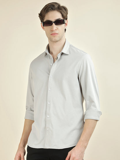 Casual Shirt for Men l Breathable & Soft with Color Fastness Slim Fit Polyester Fabric Self Design Pattern