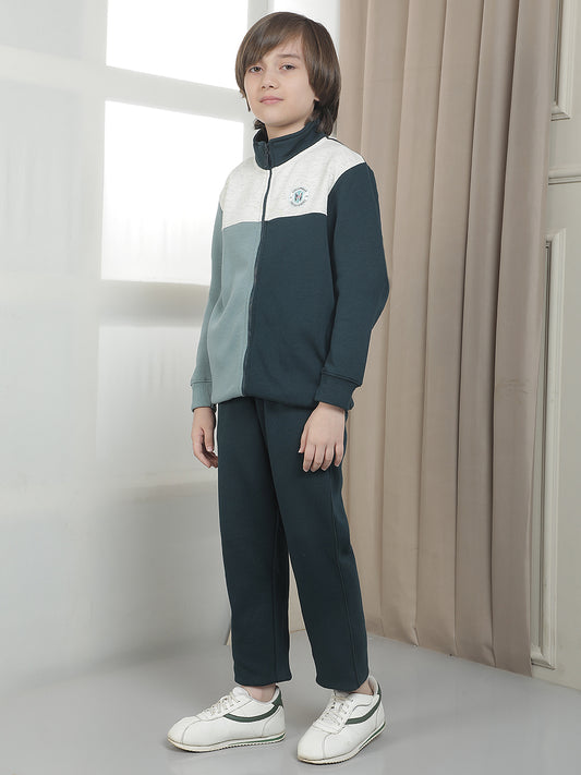 Track Suit for Kids (Boy)| Winter Wear Mock Collar with Full Zipper Upper Fleece Fabric ColourBlock Pattern