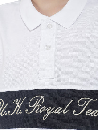 Casual T-Shirt for Boys l Breathable & Soft with Color Fastness Regular Fit Polo Neck Polycotton Fabric Colourblocked Pattern