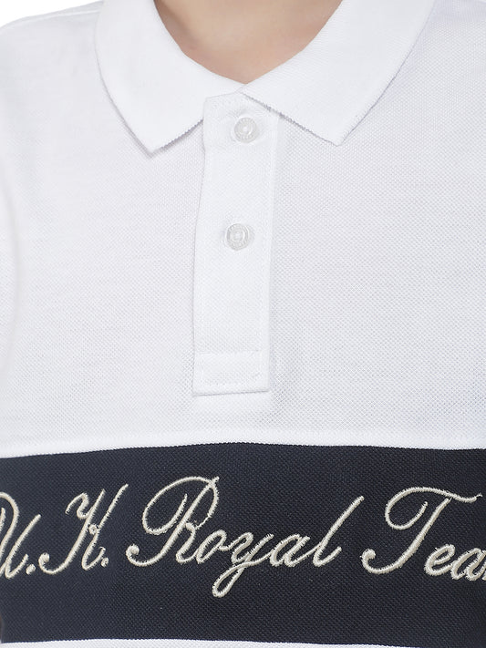 Casual T-Shirt for Boys l Breathable & Soft with Color Fastness Regular Fit Polo Neck Polycotton Fabric Colourblocked Pattern