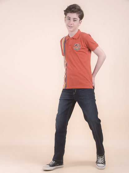Casual T-Shirt for Boys l Breathable & Soft with Color Fastness Regular Fit Polo Neck Polycotton Fabric Printed Pattern