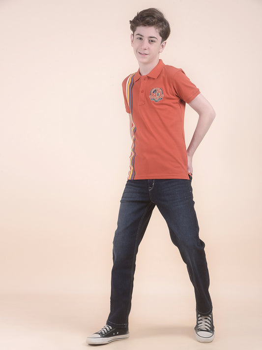 Casual T-Shirt for Boys l Breathable & Soft with Color Fastness Regular Fit Polo Neck Polycotton Fabric Printed Pattern