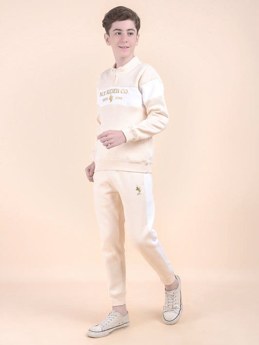Casual Sweatshirt for Boys l Breathable & Soft with Color Fastness Regular Fit Mock Neck Fleece Fabric Printed Pattern