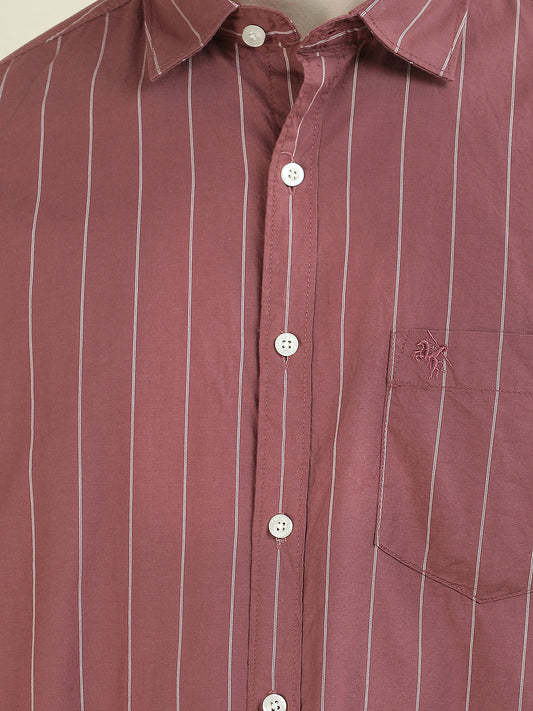 Casual Shirt for Men l Breathable & Soft with Color Fastness Slim Fit Pure Cotton Fabric Striped Pattern