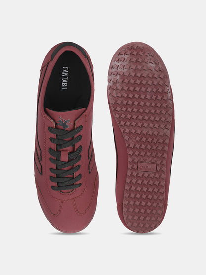 Men's Maroon Colorblock Casual Sneakers