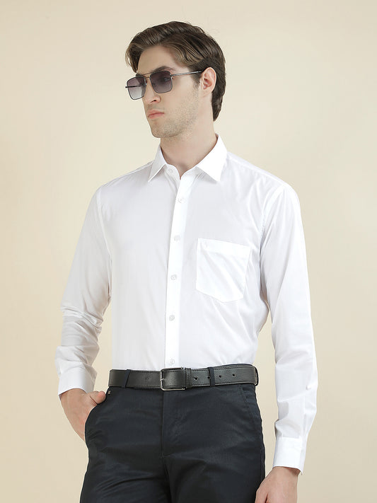 Formal Shirt for Men l Breathable & Soft with Color Fastness Regular Fit Cotton Blend Fabric Solid Pattern