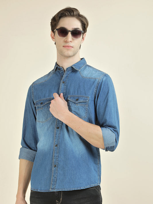Casual Shirt for Men l Breathable & Soft with Color Fastness Slim Fit Pure Cotton Fabric Washed Pattern