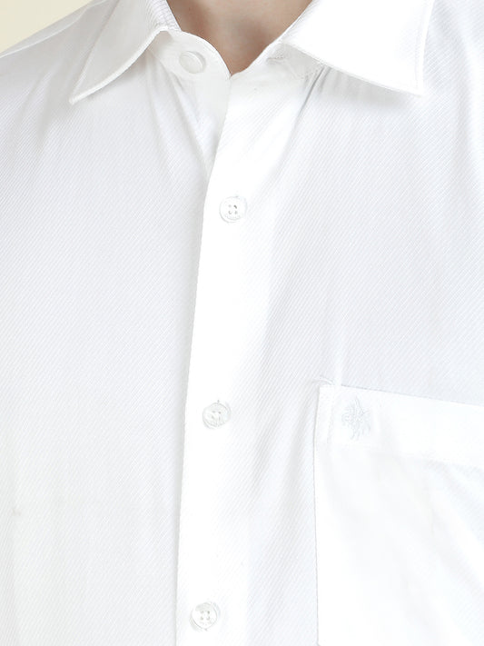Formal Shirt for Men l Breathable & Soft with Color Fastness Regular Fit Pure Cotton Fabric Self Design Pattern