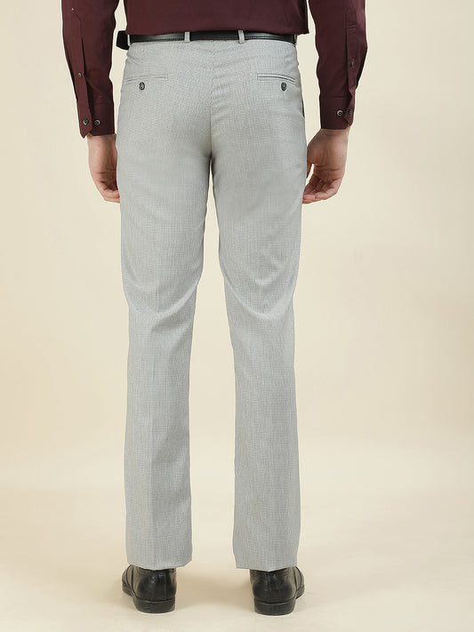 Formal Trouser for Men | Breathable & Soft with Color Fastness Regular Fit Cotton Blend Fabric Checkered Pattern Hook & Bar Closure