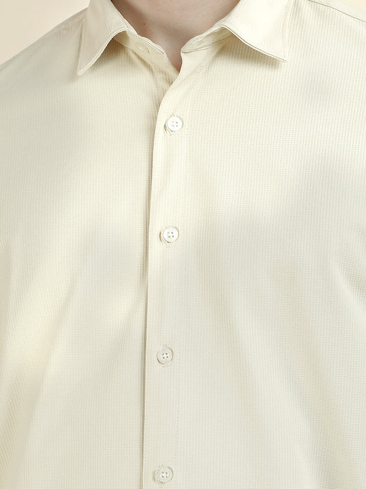 Casual Shirt for Men l Breathable & Soft with Color Fastness Slim Fit Polyester Fabric Self Design Pattern