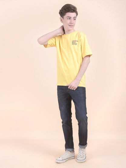 Casual T-Shirt for Boys l Breathable & Soft with Color Fastness Regular Fit Round Neck Polycotton Fabric Printed Pattern