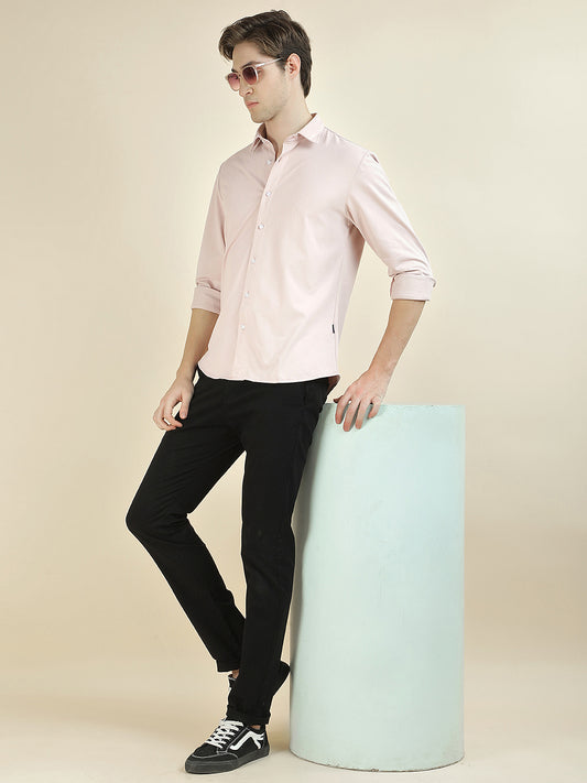 Casual Shirt for Men l Breathable & Soft with Color Fastness Slim Fit Polyester Fabric Self Design Pattern