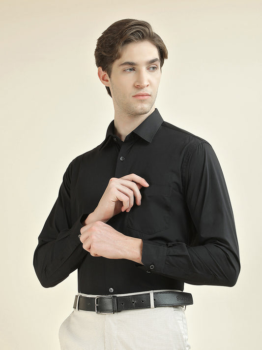 Formal Shirt for Men l Breathable & Soft with Color Fastness Regular Fit Cotton Blend Fabric Solid Pattern