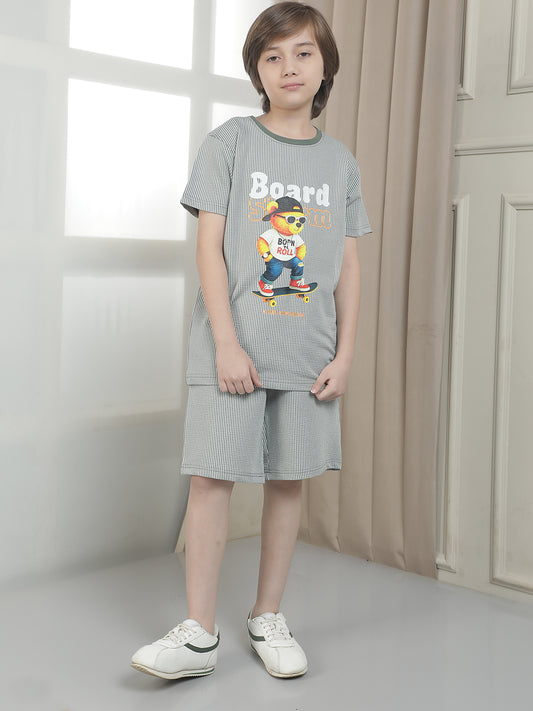 Casual T-Shirt for Boys l Breathable & Soft with Color Fastness Regular Fit Round Neck Polycotton Fabric Printed Pattern