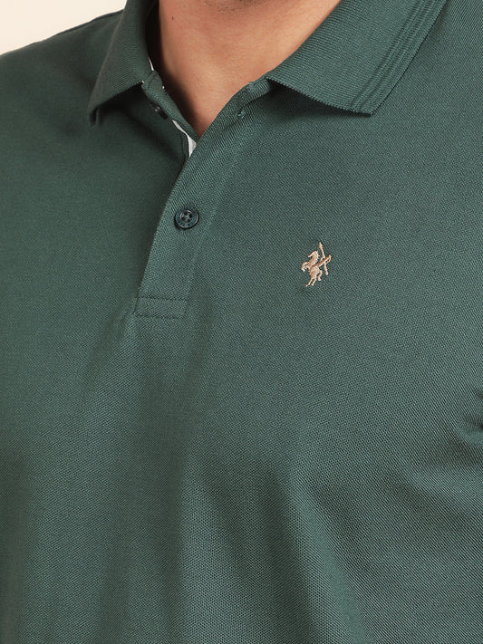 T-Shirt for Men | Breathable & Soft with Color Fastness Regular Fit Polo Neck Poly Cotton Fabric Solid Pattern