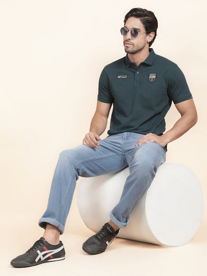 T-Shirt for Men | Breathable & Soft with Color Fastness Regular Fit Polo Neck Poly Cotton Fabric Solid Pattern