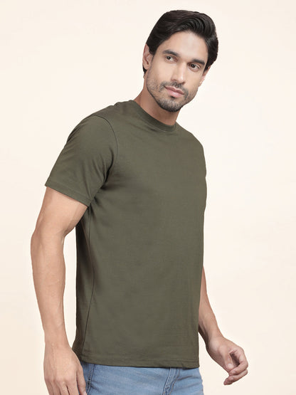 T-Shirt for Men | Breathable & Soft with Color Fastness Regular Fit Round Neck Poly Cotton Fabric Solid Pattern