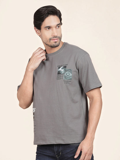 T-Shirt for Men | Breathable & Soft with Color Fastness Regular Fit Round Neck Poly Cotton Fabric Printed Pattern