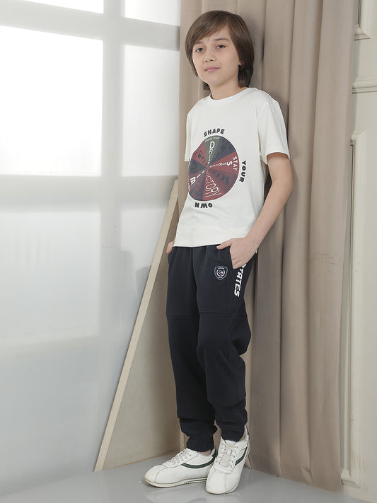 Casual T-Shirt for Boys l Breathable & Soft with Color Fastness Regular Fit Round Neck Cotton Blend Fabric Printed Pattern