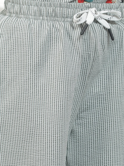Casual Bermuda for Boys l Breathable & Soft with Color Fastness Regular Fit Poly Cotton Fabric Drawstring Closure Striped Pattern