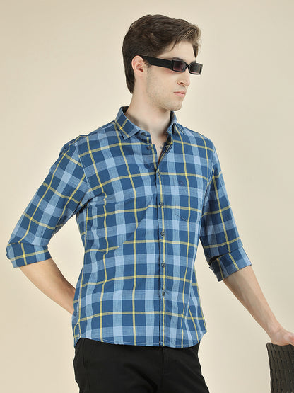 Casual Shirt for Men l Breathable & Soft with Color Fastness Slim Fit Pure Cotton Fabric Checkered Pattern