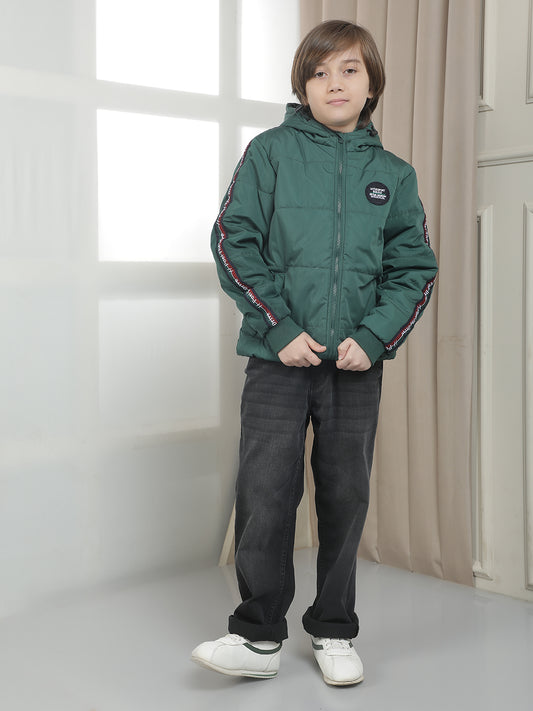 Casual Jacket for Boys l Breathable & Soft with Color Fastness Regular Fit Hooded Neck Nylon Fabric Solid Pattern