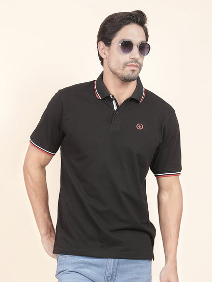 T-Shirt for Men | Breathable & Soft with Color Fastness Regular Fit Polo Neck Poly Cotton Fabric Solid Pattern