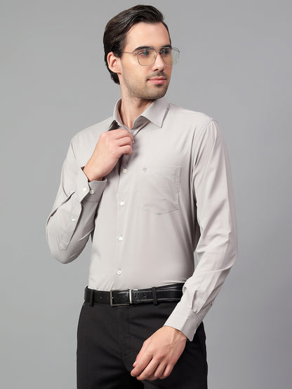 Formal Shirt for Men l Breathable & Soft with Color Fastness Regular Fit Spread Collar Neck Poly Cotton Fabric Solid Pattern