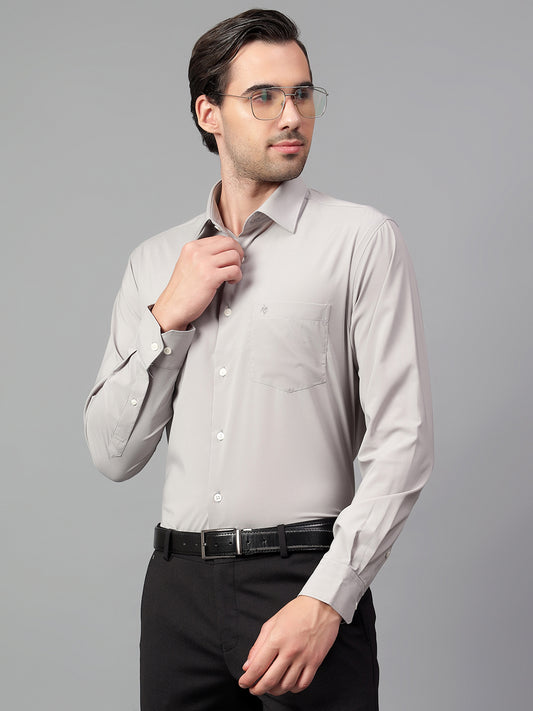 Formal Shirt for Men l Breathable & Soft with Color Fastness Regular Fit Spread Collar Neck Poly Cotton Fabric Solid Pattern