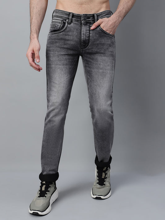 Denim Jeans for Men l Breathable & Soft with Color Fastness Ultra Narrow Fit Cotton Fabric Solid Pattern Button Closure