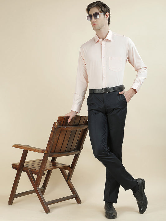 Formal Shirt for Men l Breathable & Soft with Color Fastness Slim Fit Cotton Blend Fabric Solid Pattern
