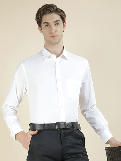Formal Shirt for Men l Breathable & Soft with Color Fastness Slim Fit Cotton Blend Fabric Solid Pattern