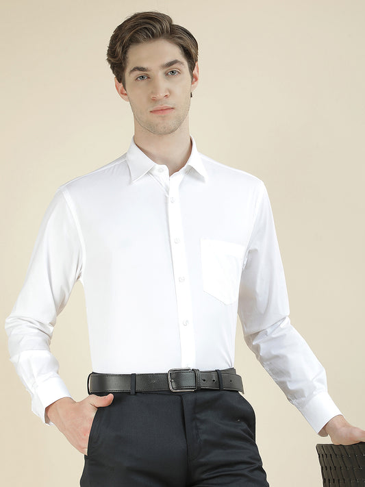 Formal Shirt for Men l Breathable & Soft with Color Fastness Slim Fit Cotton Blend Fabric Solid Pattern