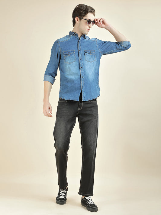 Casual Shirt for Men l Breathable & Soft with Color Fastness Slim Fit Pure Cotton Fabric Washed Pattern