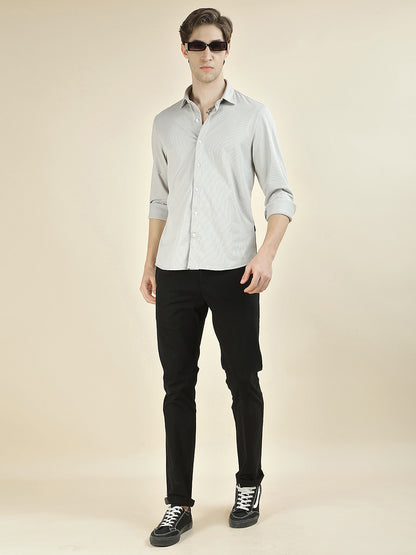 Casual Shirt for Men l Breathable & Soft with Color Fastness Slim Fit Polyester Fabric Self Design Pattern