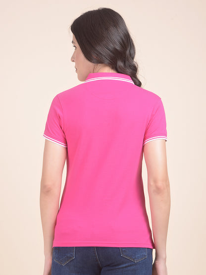 T-Shirt for Women | Breathable & Soft with Color Fastness Regular Fit Polo Neck Poly Cotton Fabric Solid Pattern