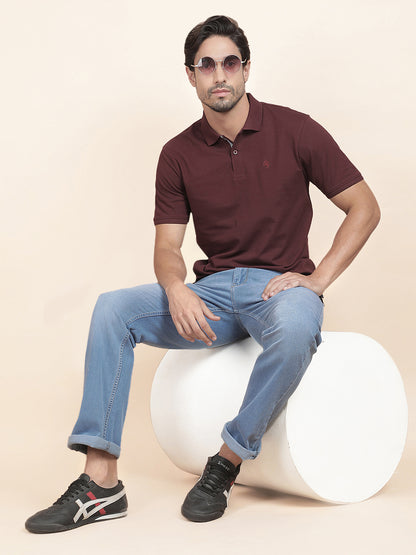 T-Shirt for Men | Breathable & Soft with Color Fastness Regular Fit Polo Neck Poly Cotton Fabric Solid Pattern