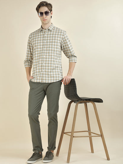 Casual Shirt for Men l Breathable & Soft with Color Fastness Slim Fit Pure Cotton Fabric Checkered Pattern