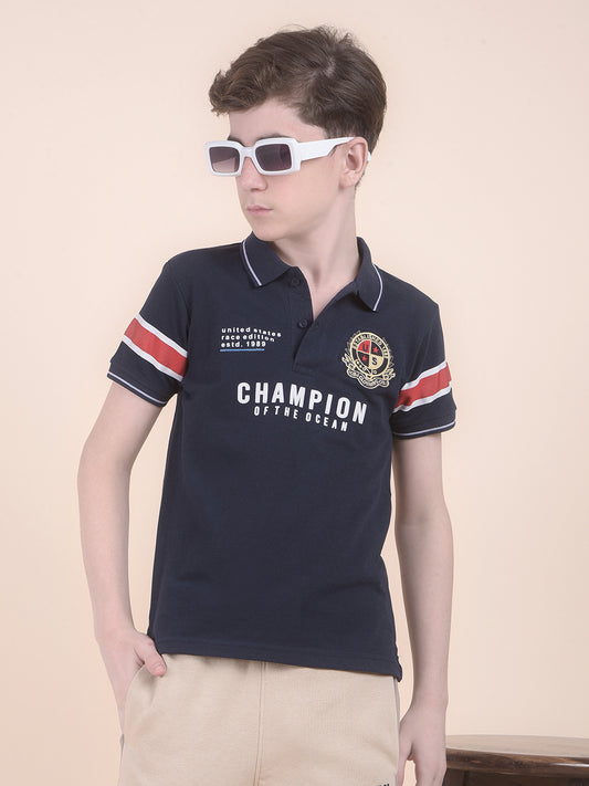 Casual T-Shirt for Boys l Breathable & Soft with Color Fastness Regular Fit Polo Neck Polycotton Fabric Printed Pattern
