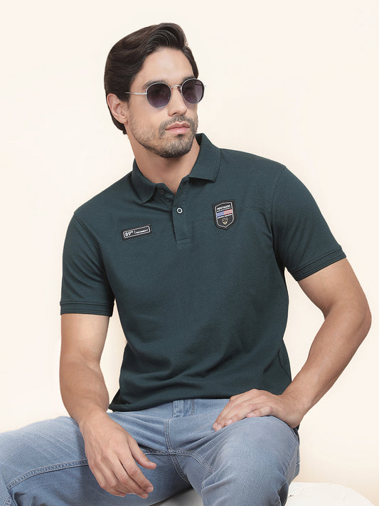 T-Shirt for Men | Breathable & Soft with Color Fastness Regular Fit Polo Neck Poly Cotton Fabric Solid Pattern