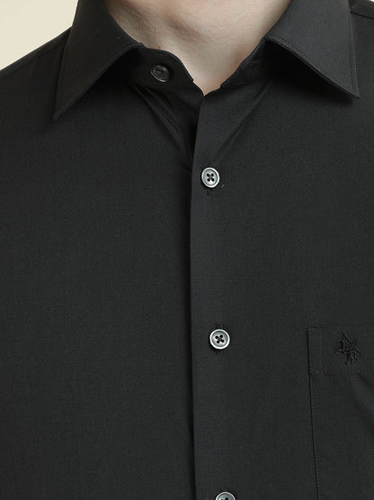 Formal Shirt for Men l Breathable & Soft with Color Fastness Regular Fit Cotton Blend Fabric Solid Pattern
