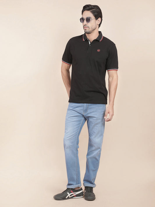 T-Shirt for Men | Breathable & Soft with Color Fastness Regular Fit Polo Neck Poly Cotton Fabric Solid Pattern