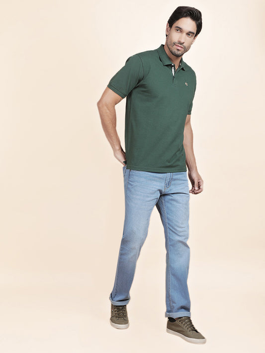 T-Shirt for Men | Breathable & Soft with Color Fastness Regular Fit Polo Neck Poly Cotton Fabric Solid Pattern