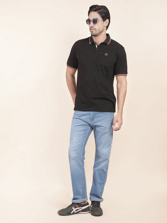 T-Shirt for Men | Breathable & Soft with Color Fastness Regular Fit Polo Neck Poly Cotton Fabric Solid Pattern