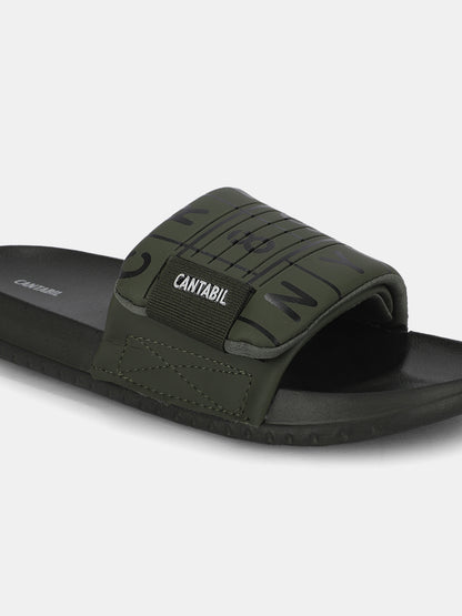 Men's Green Colourblock Sliders